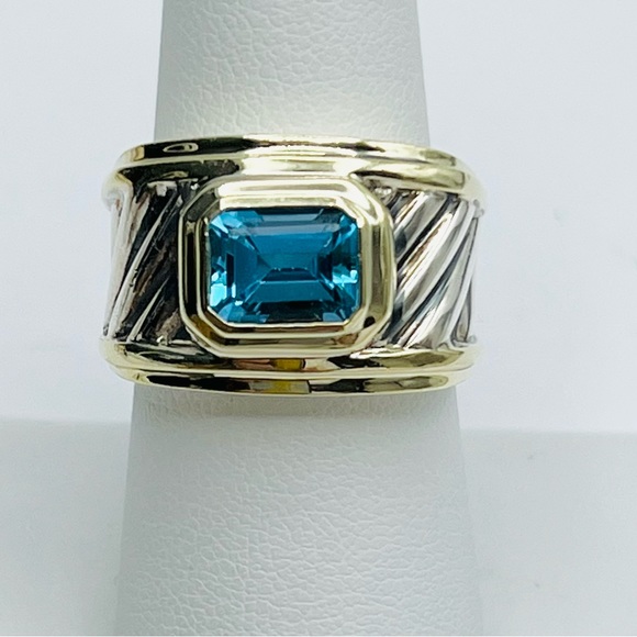 David Yurman Cigar Band Ring WithTopaz and Gold - Picture 4 of 9